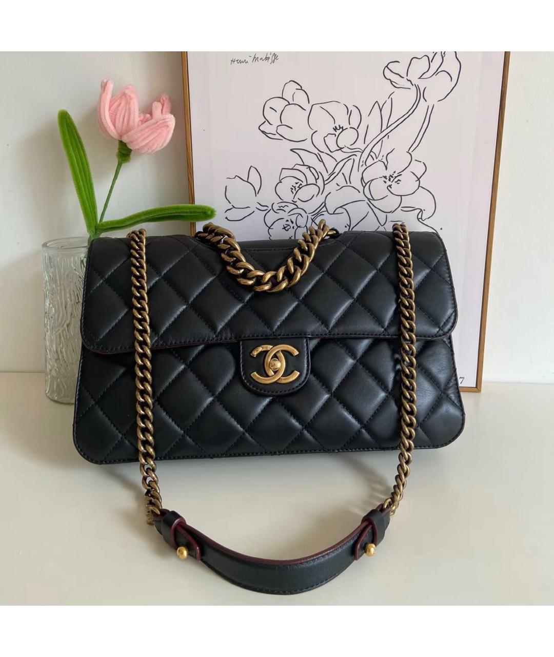 CHANEL Черная кожаная сумка тоут, фото 9