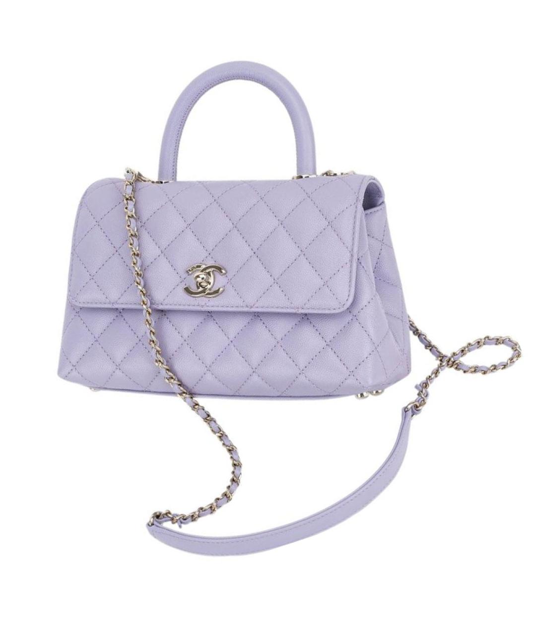 CHANEL Фиолетовая кожаная сумка тоут, фото 2