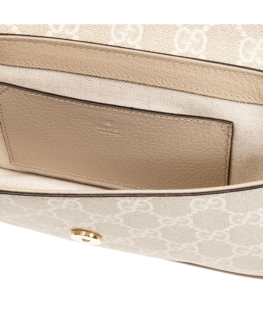 GUCCI Бежевая сумка через плечо из канвы, фото 5