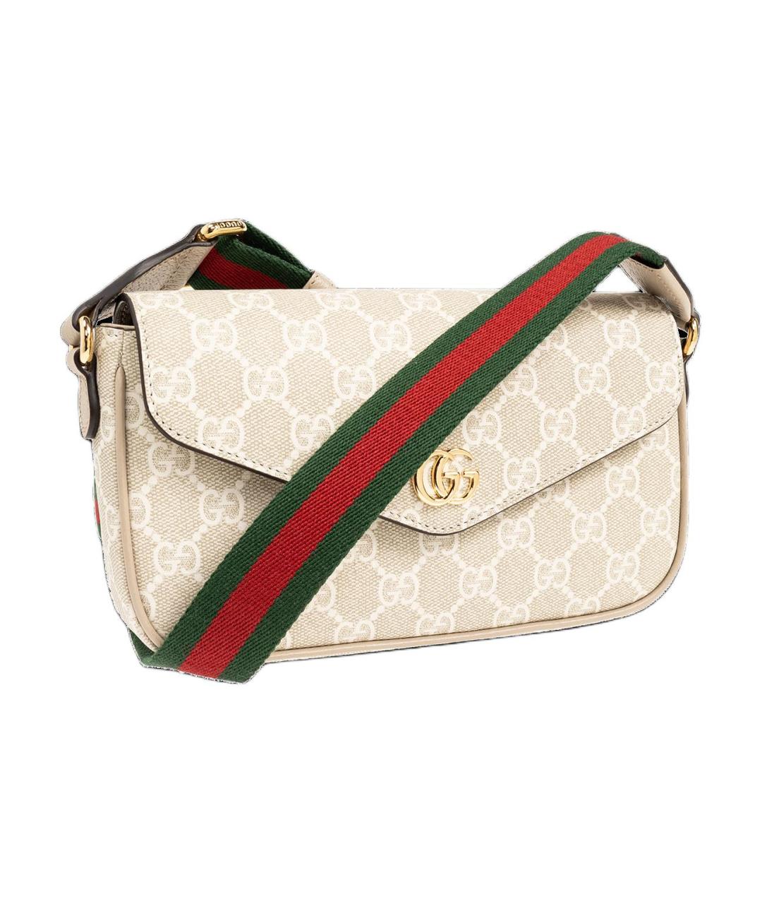 GUCCI Бежевая сумка через плечо из канвы, фото 3