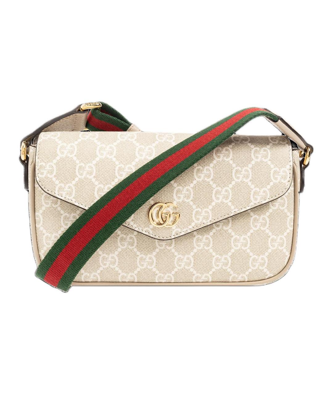 GUCCI Бежевая сумка через плечо из канвы, фото 2