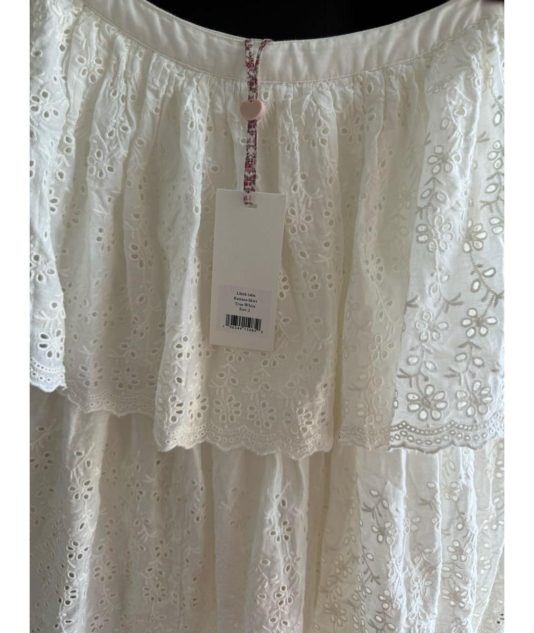 FOR LOVE AND LEMONS Белая хлопковая юбка миди, фото 4