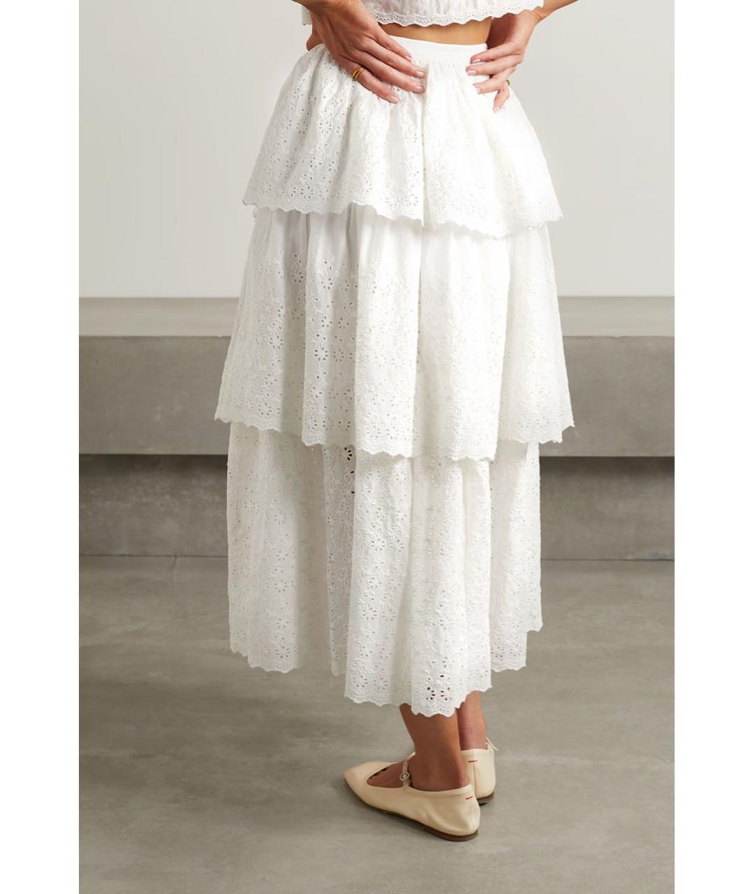 FOR LOVE AND LEMONS Белая хлопковая юбка миди, фото 3