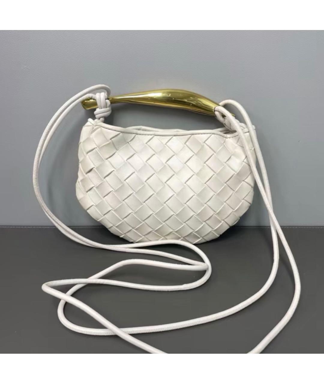 BOTTEGA VENETA Белая кожаная сумка через плечо, фото 9