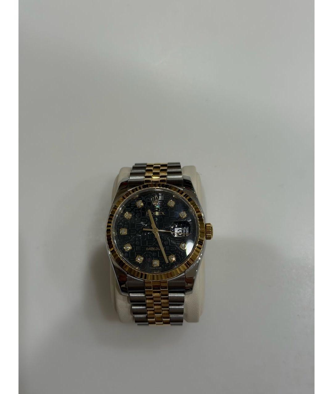 ROLEX Черные часы из желтого золота, фото 5
