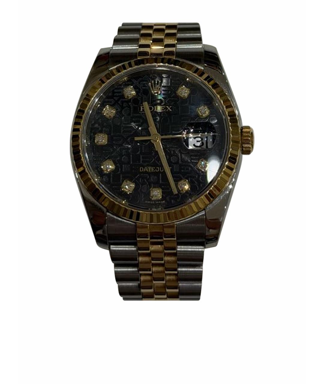 ROLEX Черные часы из желтого золота, фото 1