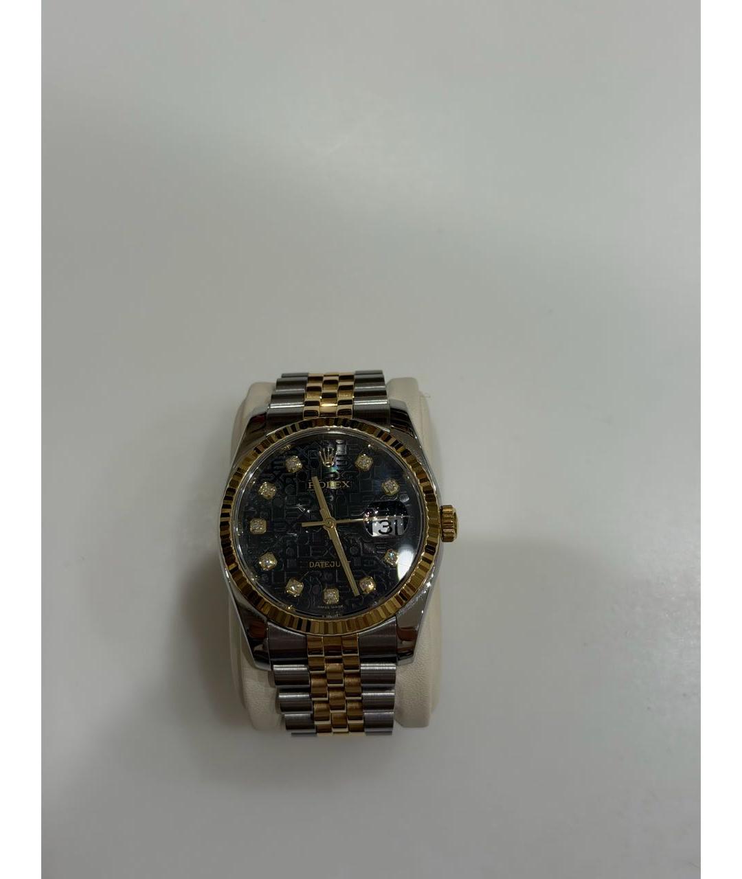 ROLEX Черные часы из желтого золота, фото 6