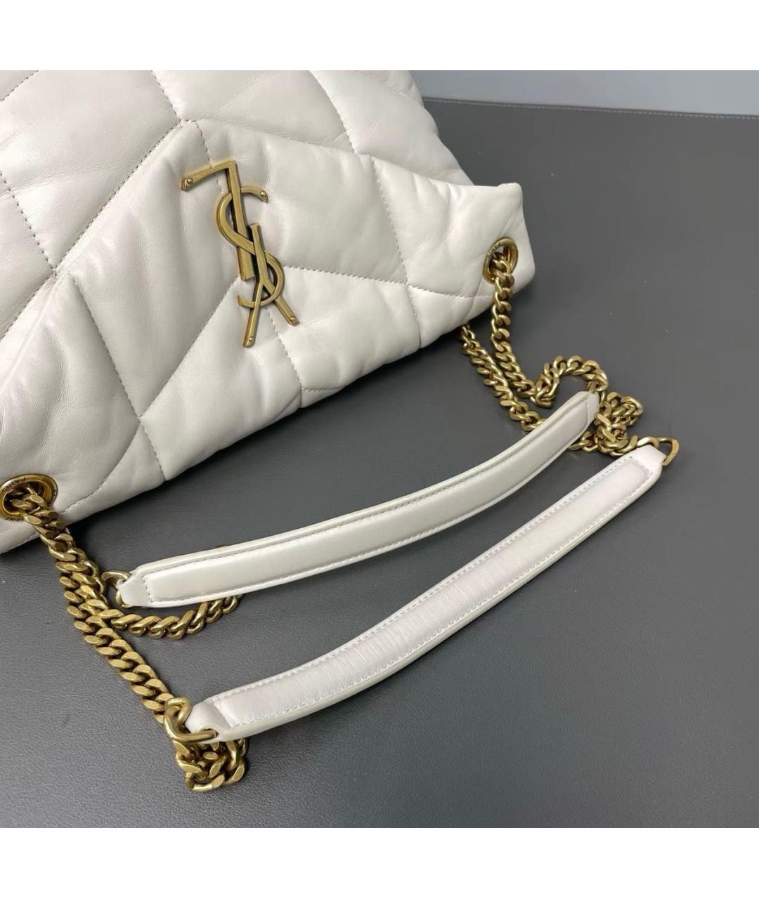 SAINT LAURENT Бежевая кожаная сумка тоут, фото 7