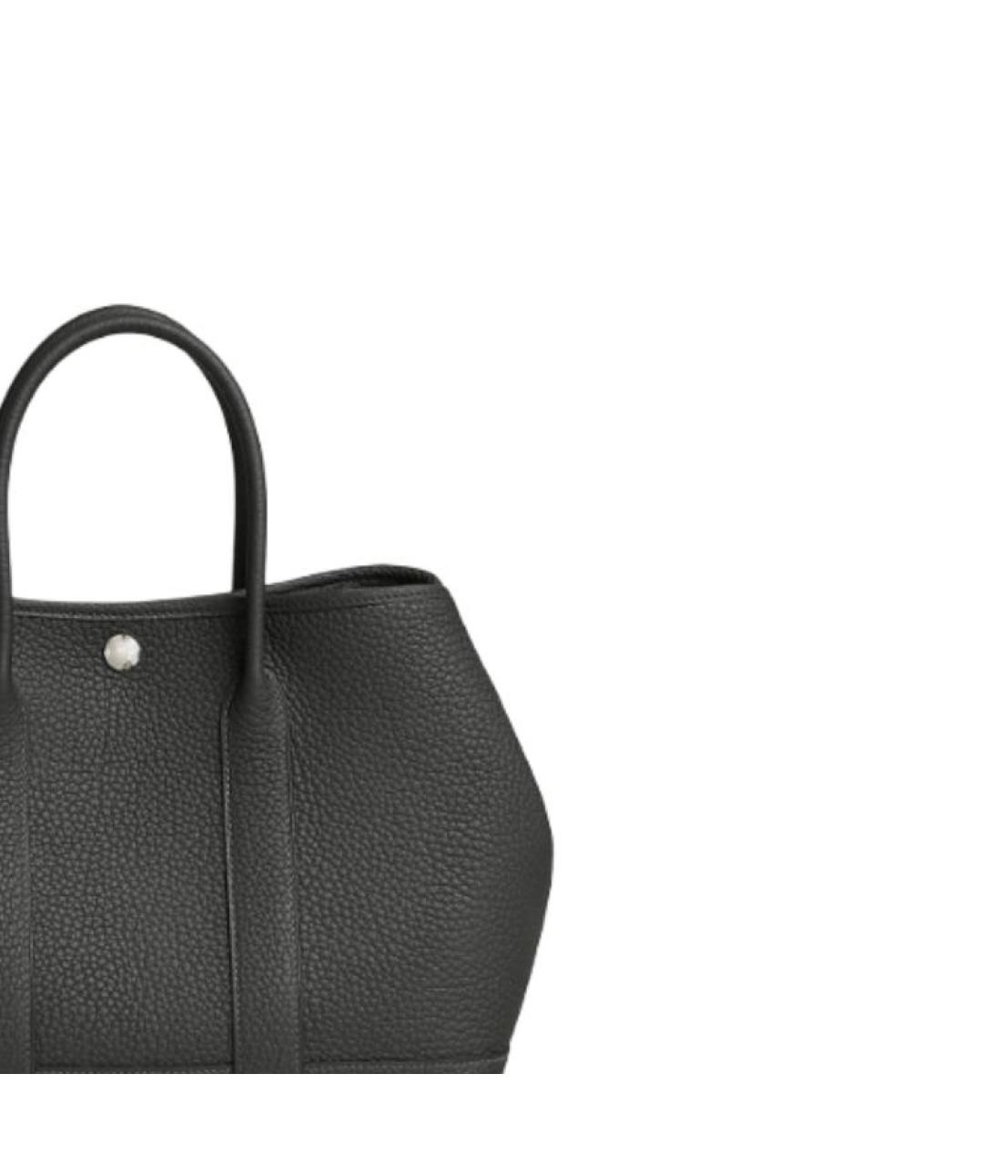 HERMES Черная кожаная сумка тоут, фото 3