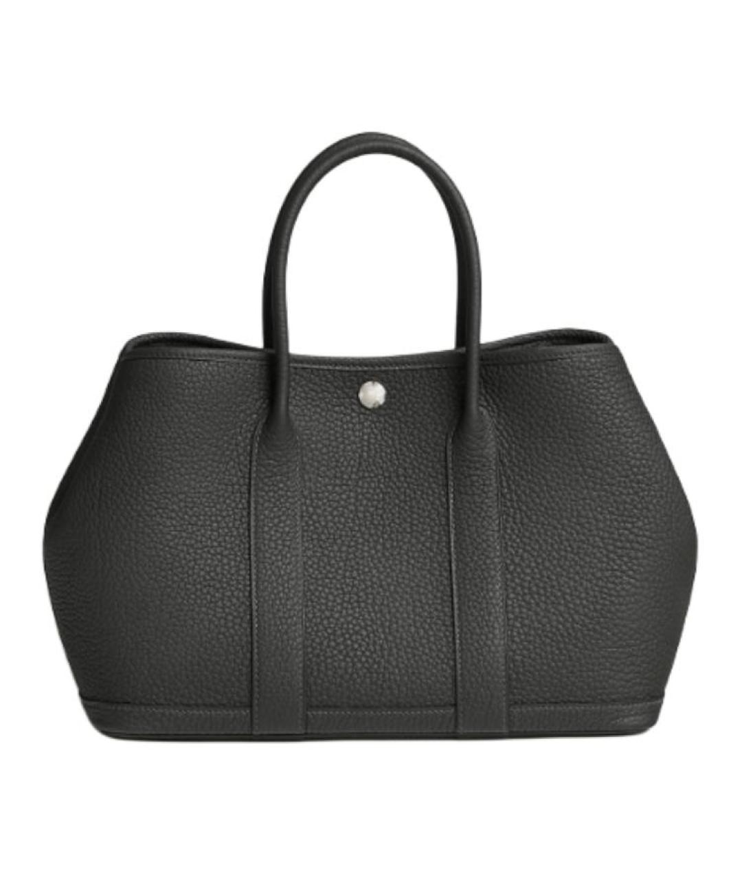 HERMES Черная кожаная сумка тоут, фото 1