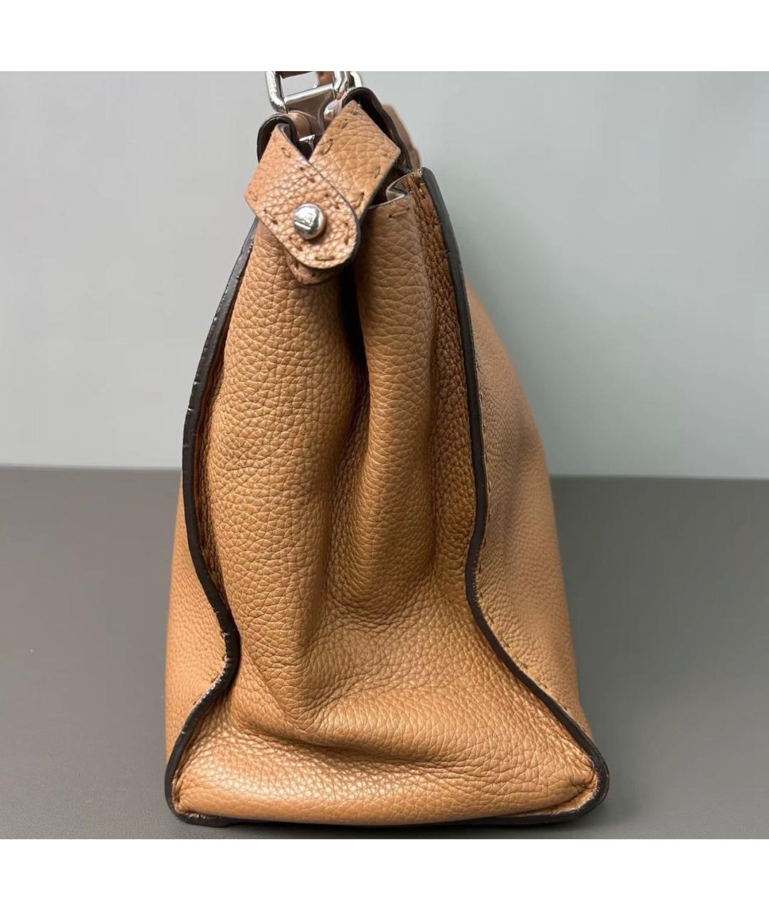 FENDI Коричневая кожаная сумка тоут, фото 3