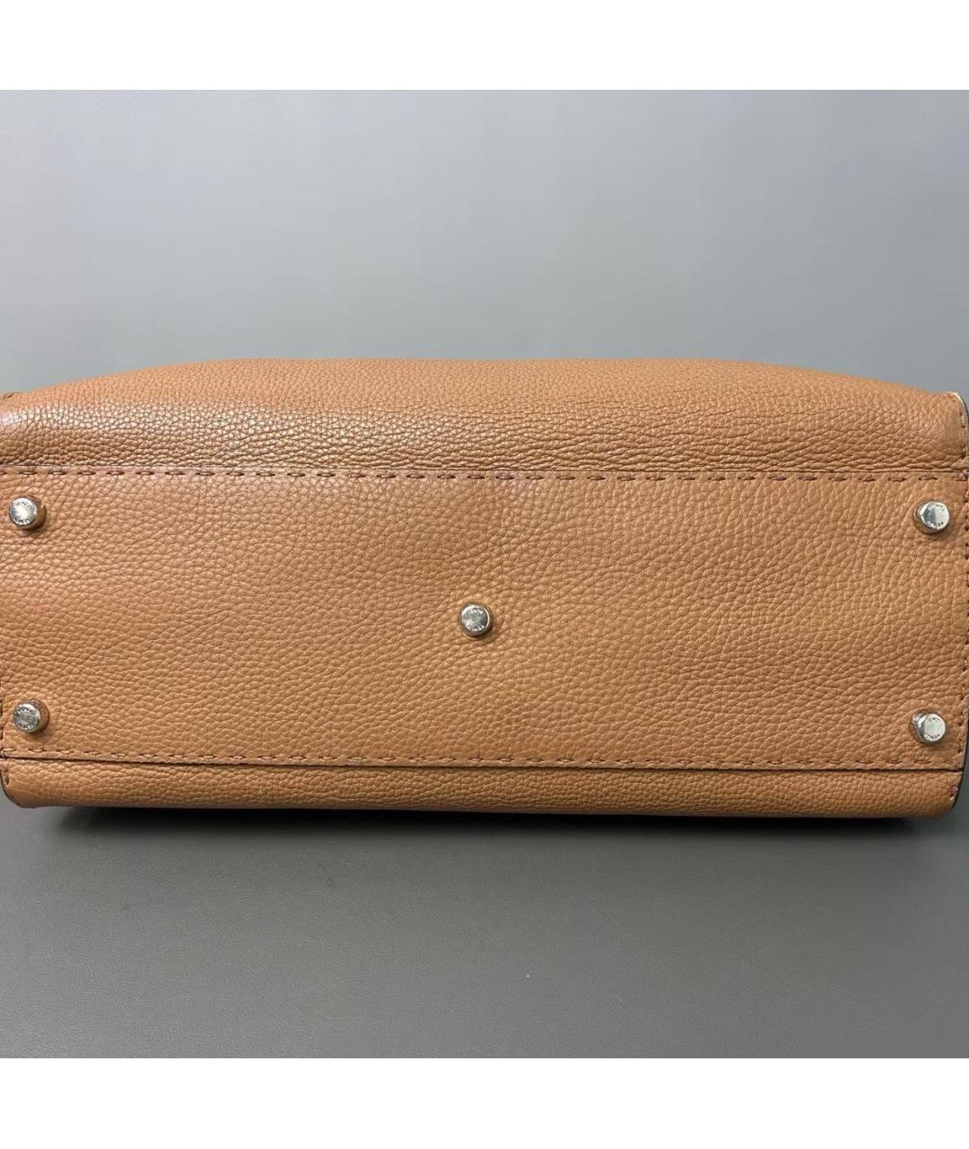 FENDI Коричневая кожаная сумка тоут, фото 5