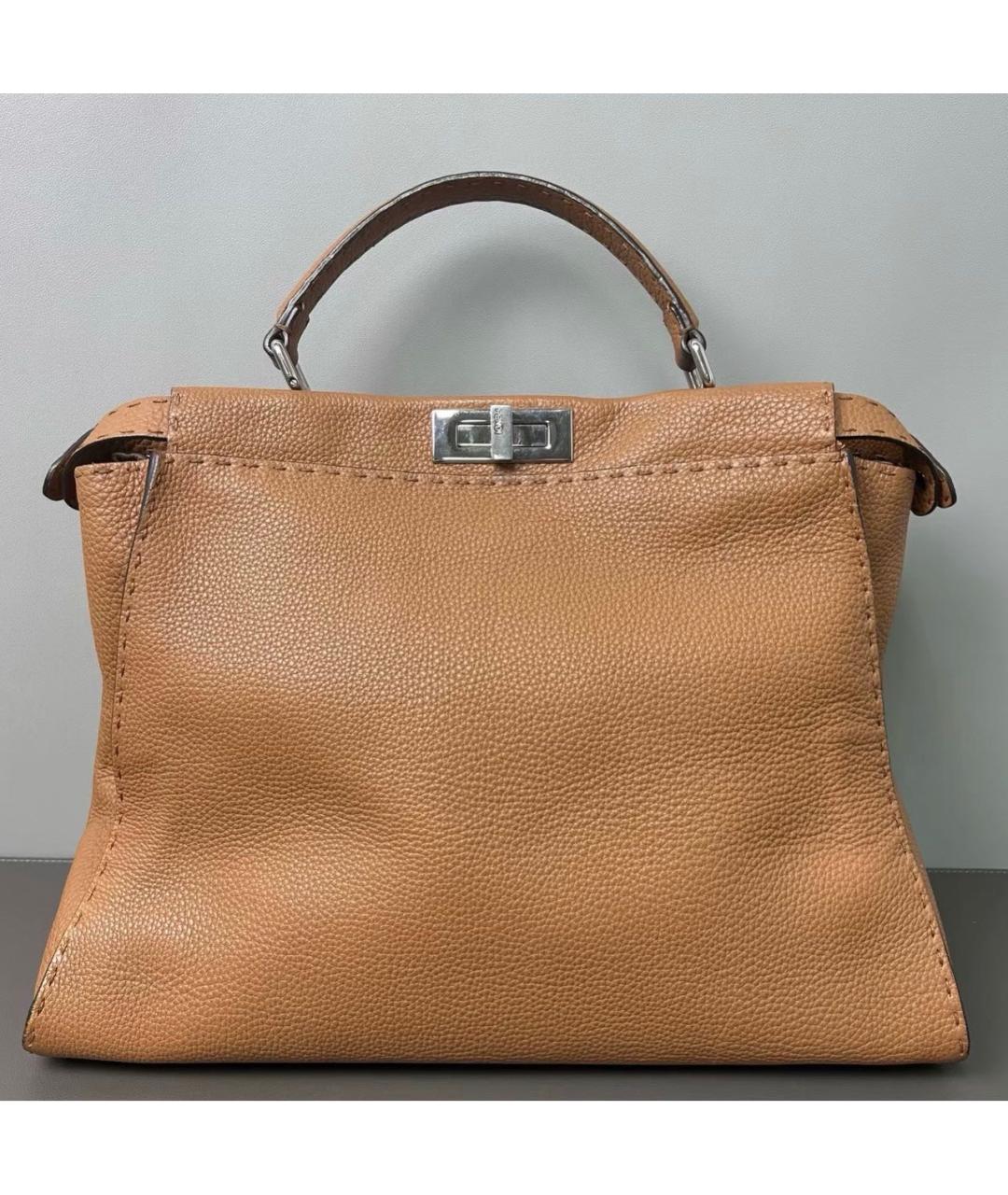FENDI Коричневая кожаная сумка тоут, фото 2