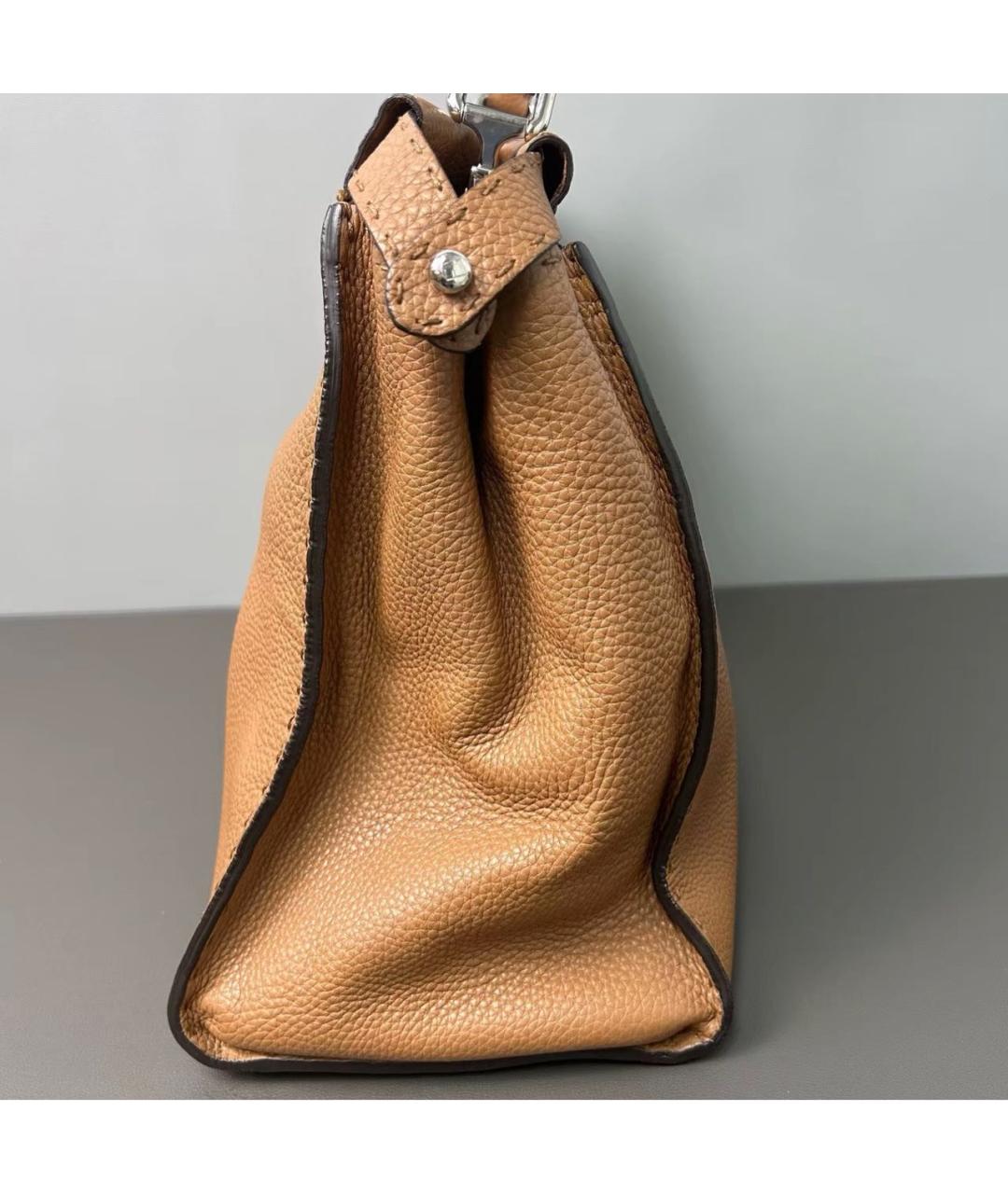 FENDI Коричневая кожаная сумка тоут, фото 4