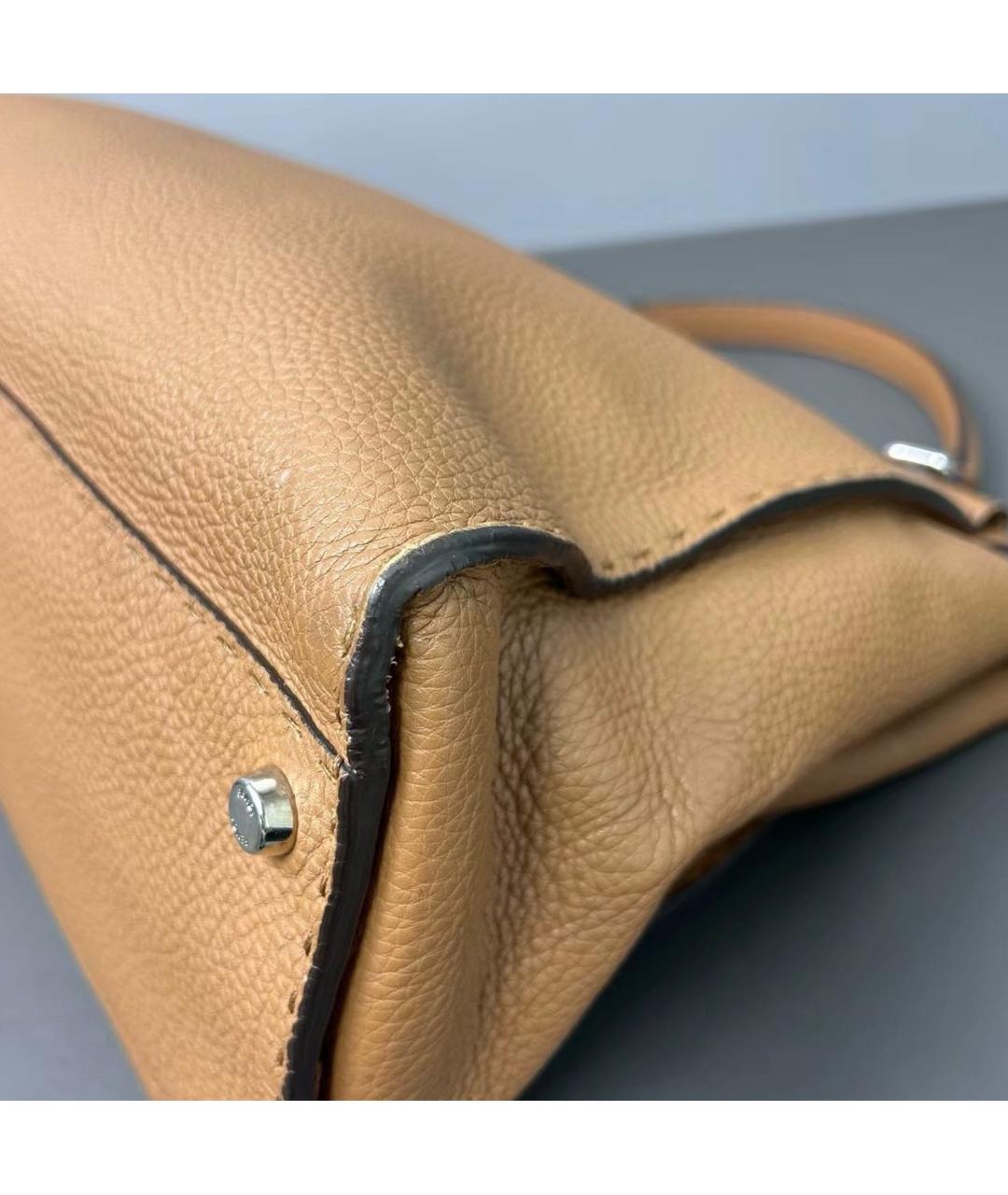 FENDI Коричневая кожаная сумка тоут, фото 7
