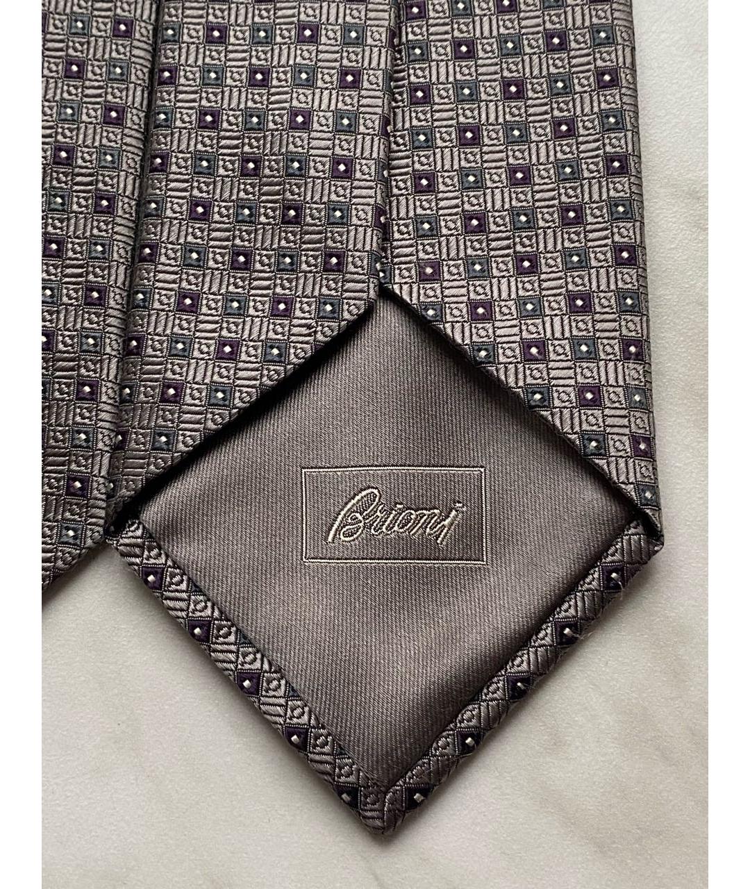 BRIONI Серый шелковый галстук, фото 5