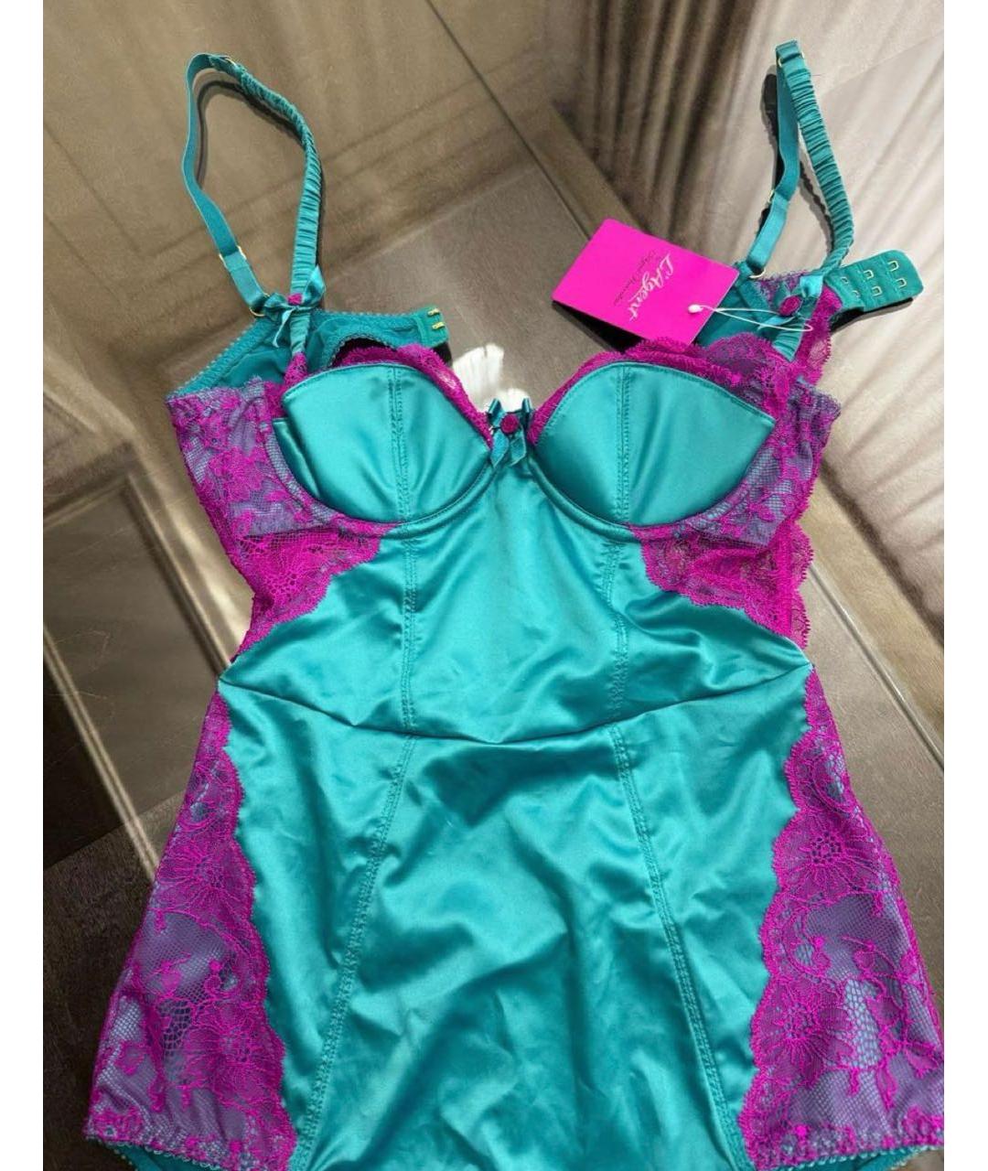 AGENT PROVOCATEUR Бирюзовое атласное боди, фото 5