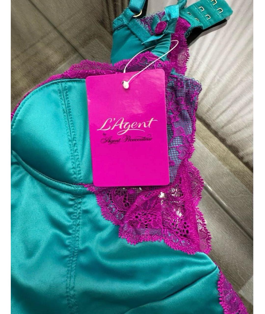 AGENT PROVOCATEUR Бирюзовое атласное боди, фото 4