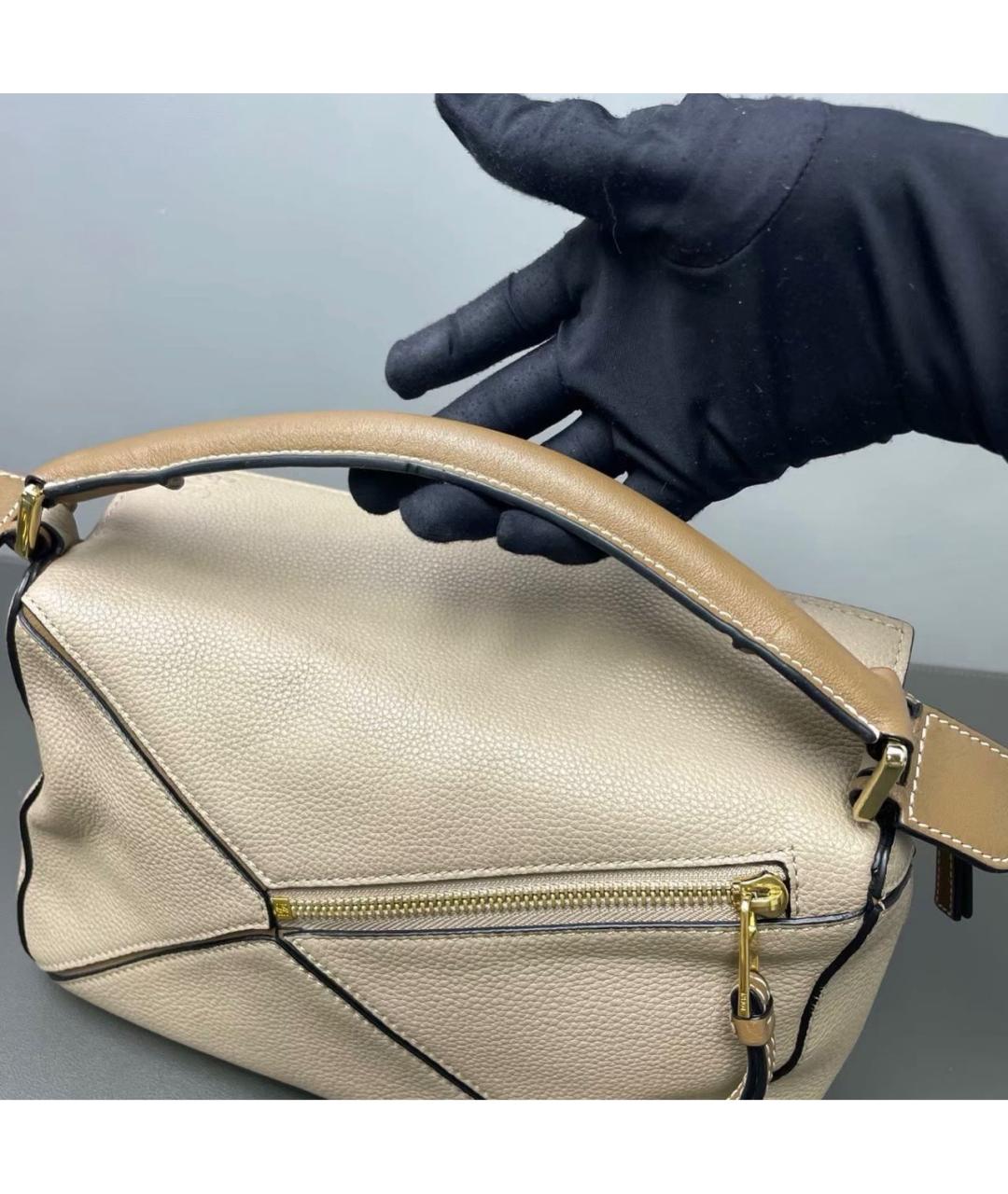 LOEWE Бежевая кожаная сумка тоут, фото 7