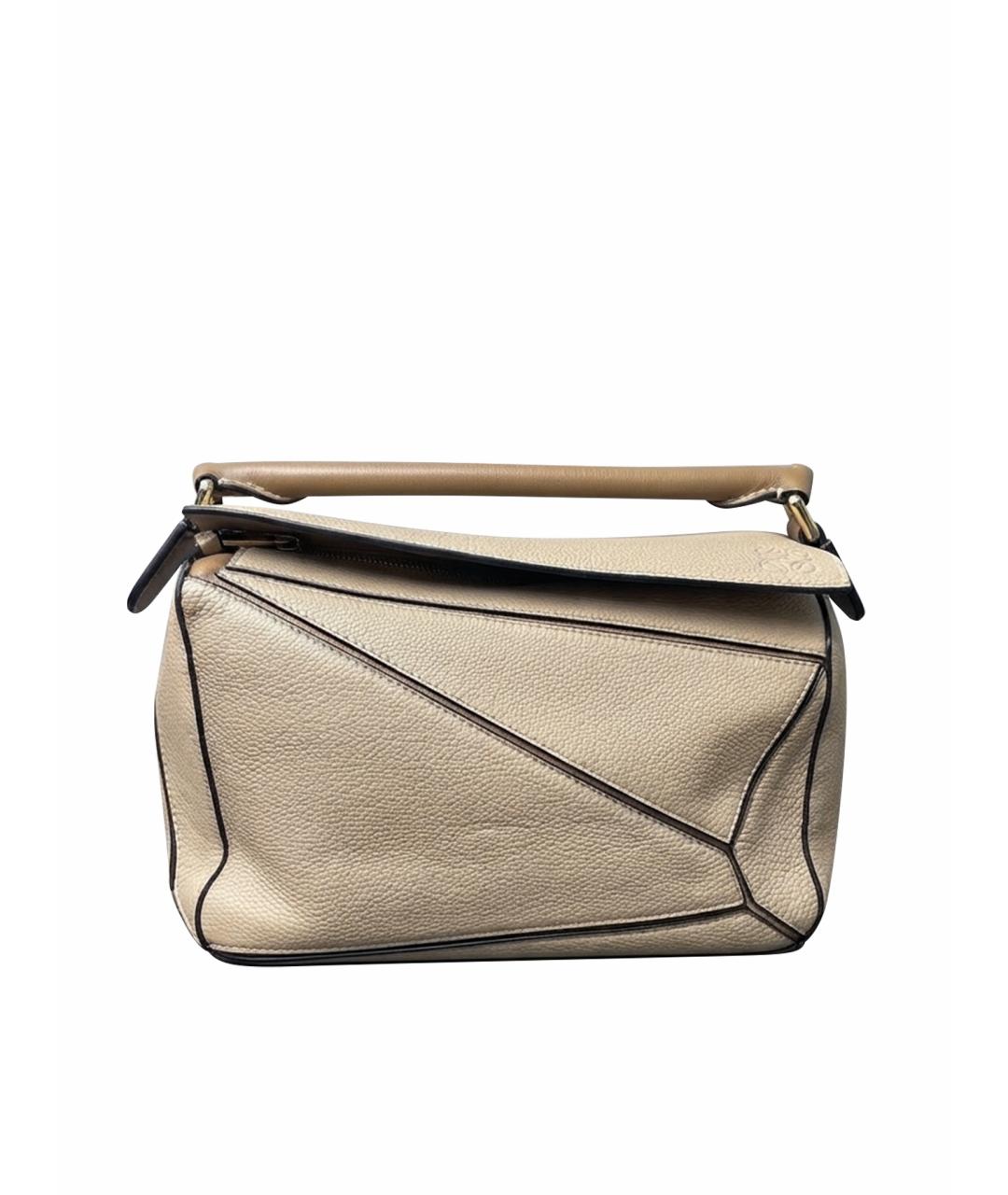 LOEWE Бежевая кожаная сумка тоут, фото 1