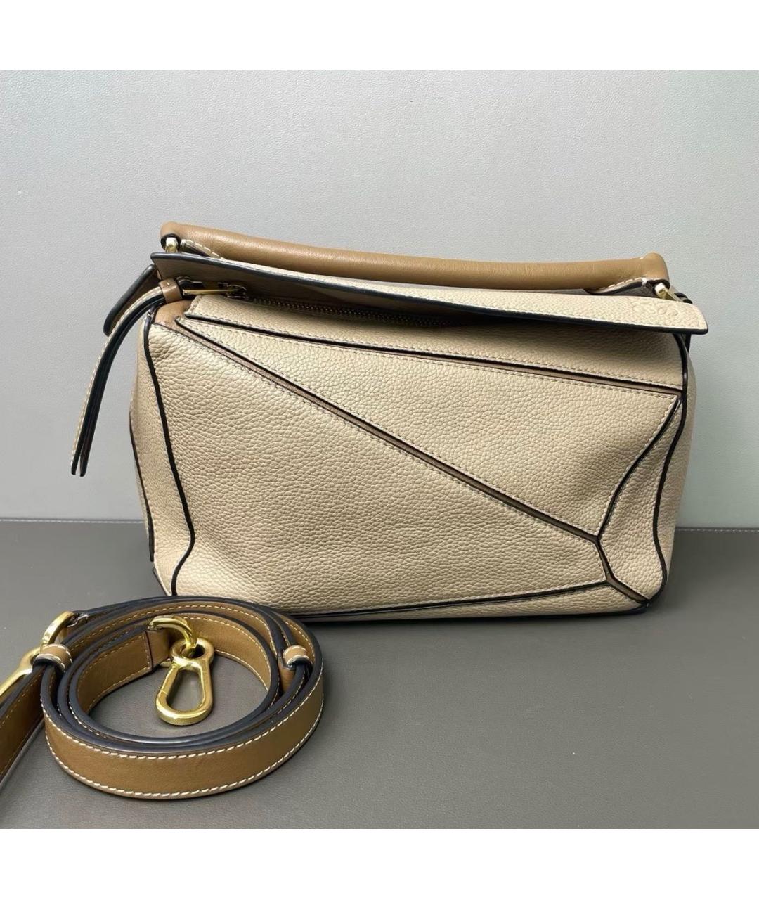 LOEWE Бежевая кожаная сумка тоут, фото 9
