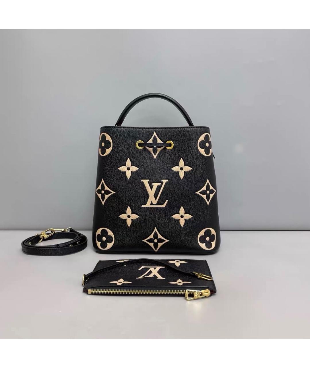 LOUIS VUITTON Черная кожаная сумка с короткими ручками, фото 2