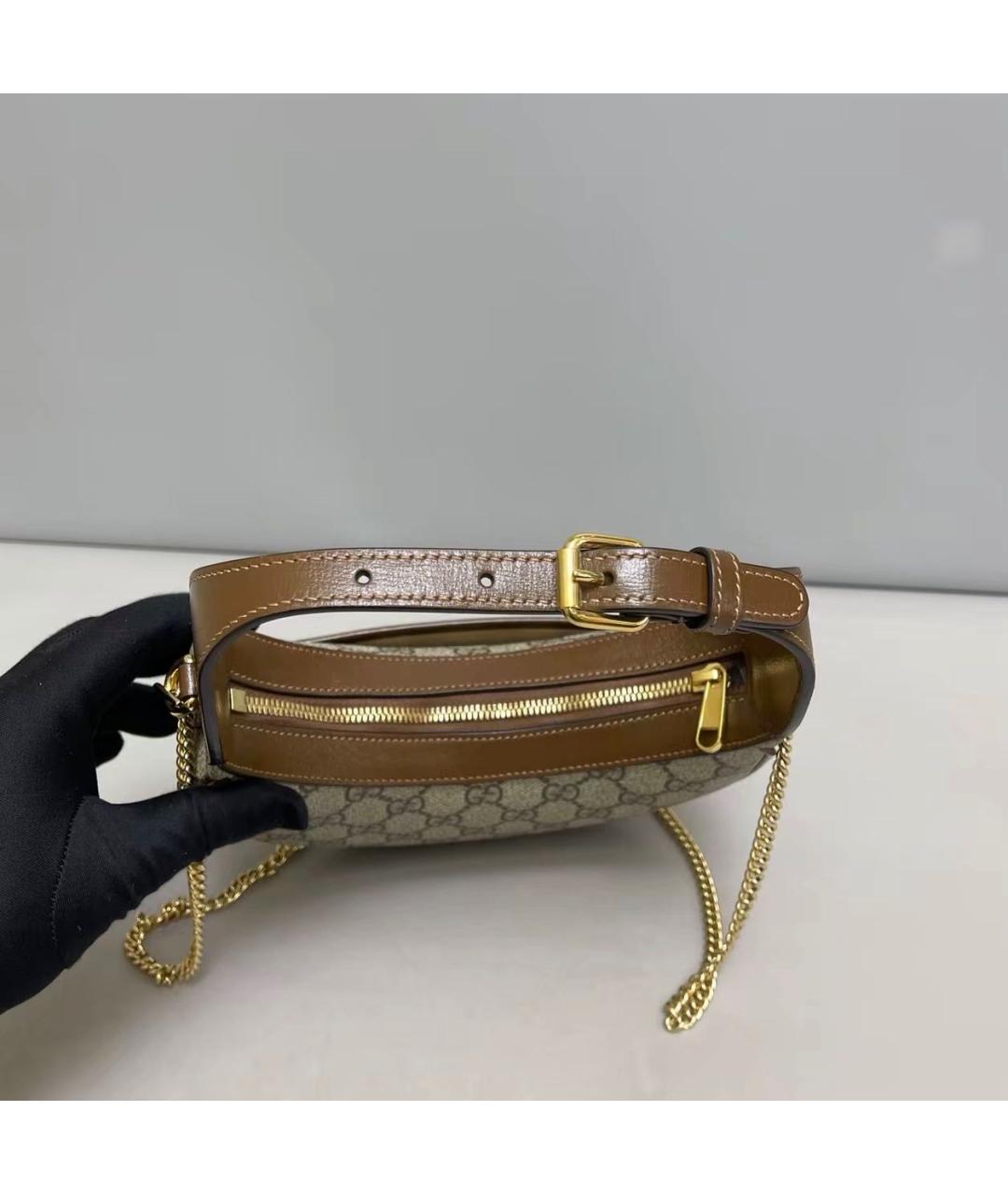 GUCCI Коричневая кожаная сумка через плечо, фото 6