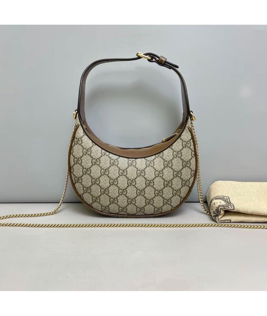 GUCCI Коричневая кожаная сумка через плечо, фото 2