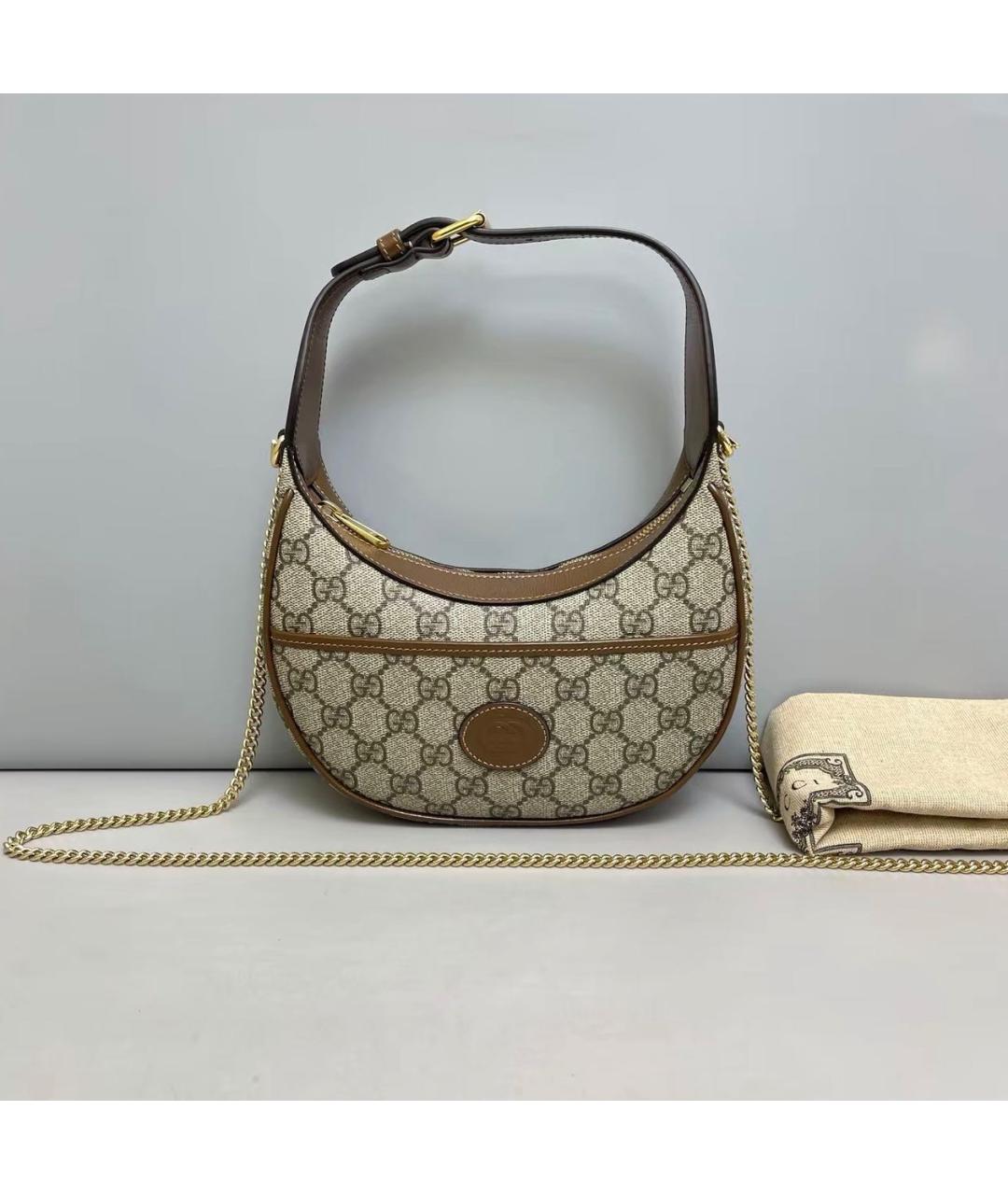 GUCCI Коричневая кожаная сумка через плечо, фото 9