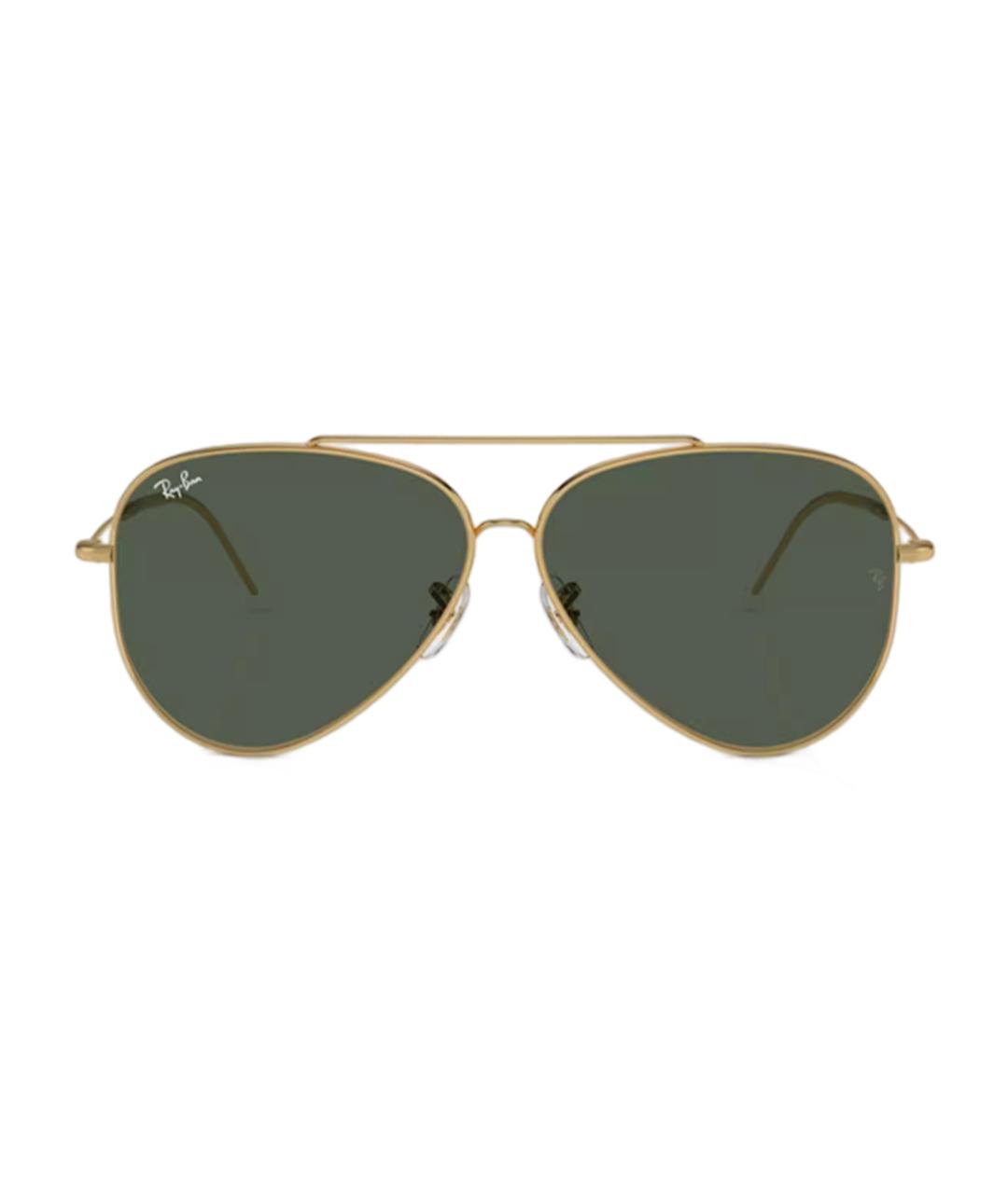 RAY BAN Золотые металлические солнцезащитные очки, фото 2