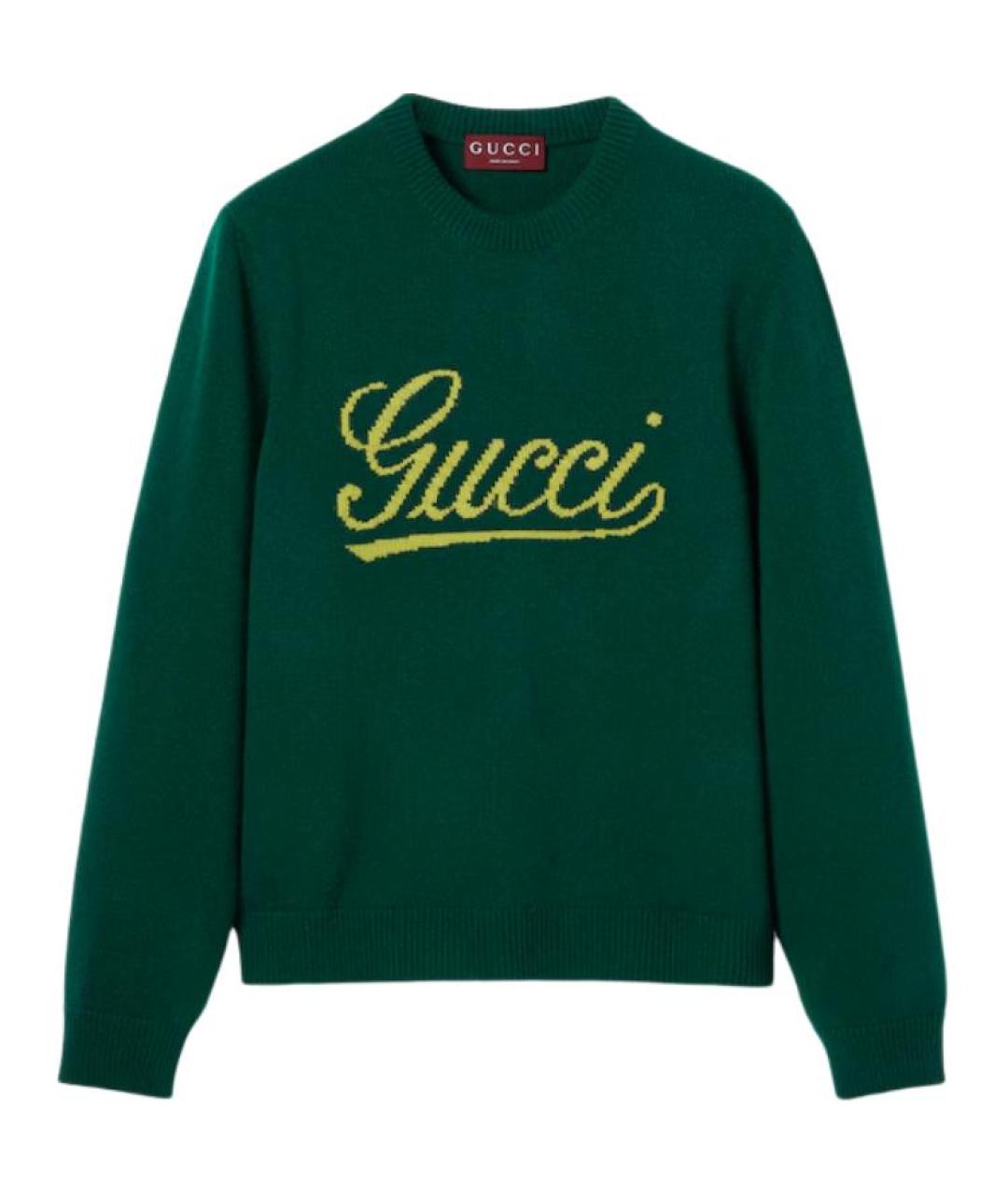 GUCCI Зеленый шерстяной джемпер / свитер, фото 1