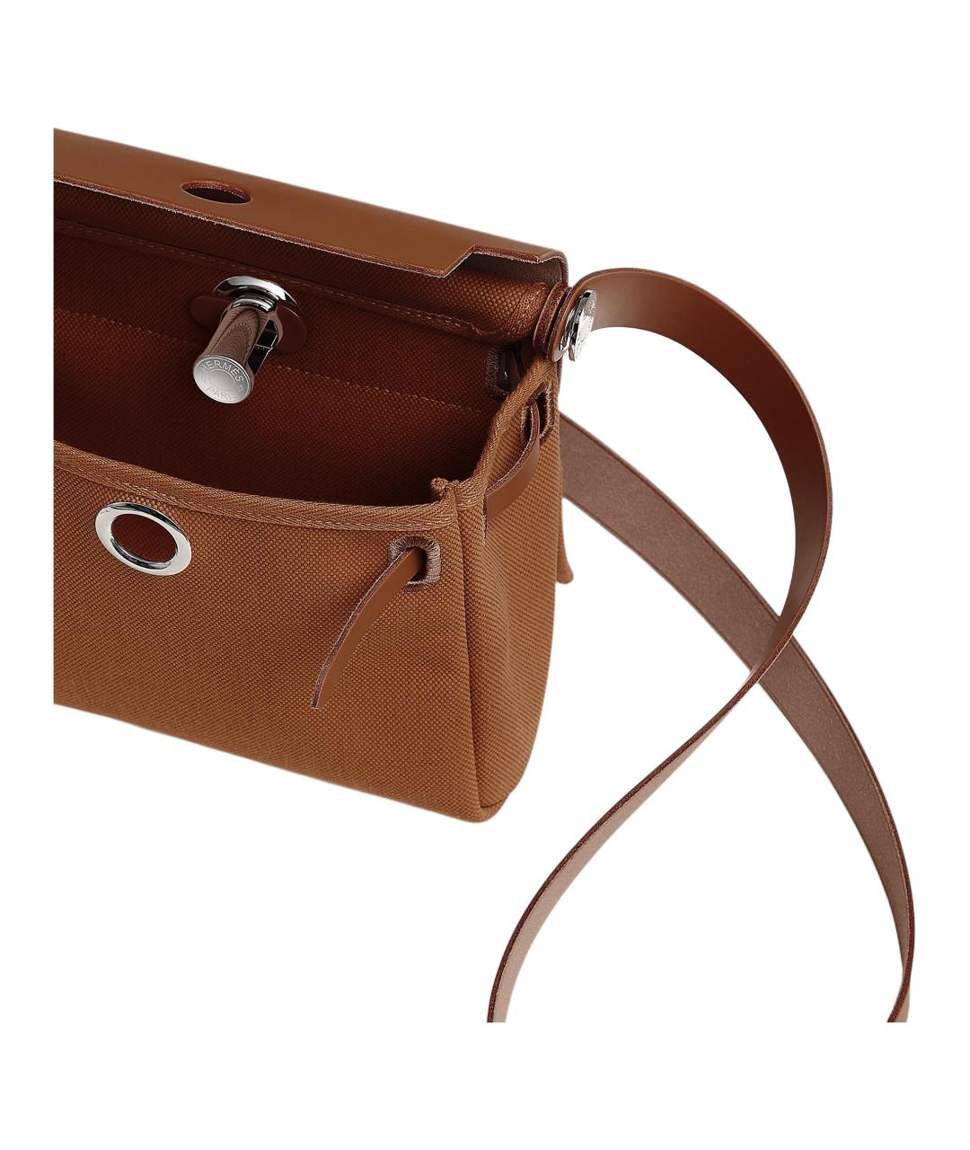 HERMES Коричневая тканевая сумка через плечо, фото 4
