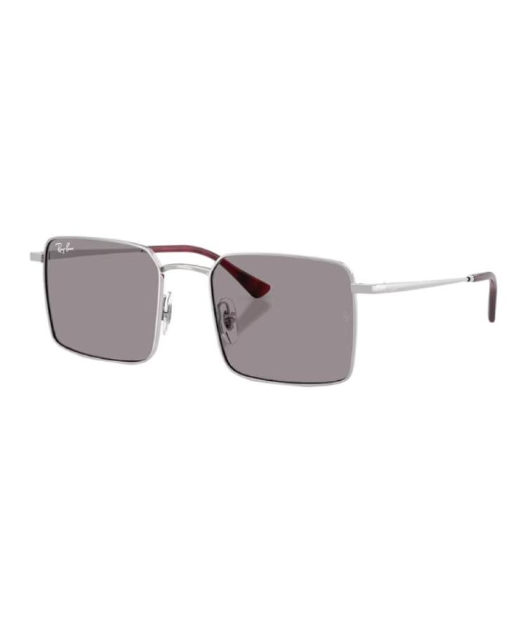 RAY BAN Серебряные металлические солнцезащитные очки, фото 1