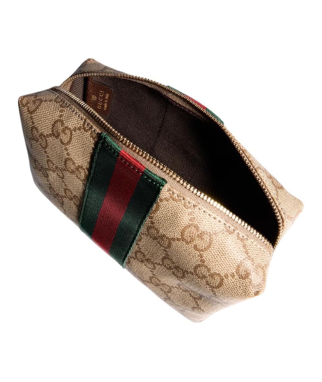 GUCCI Коричневая косметичка из канвы, фото 3