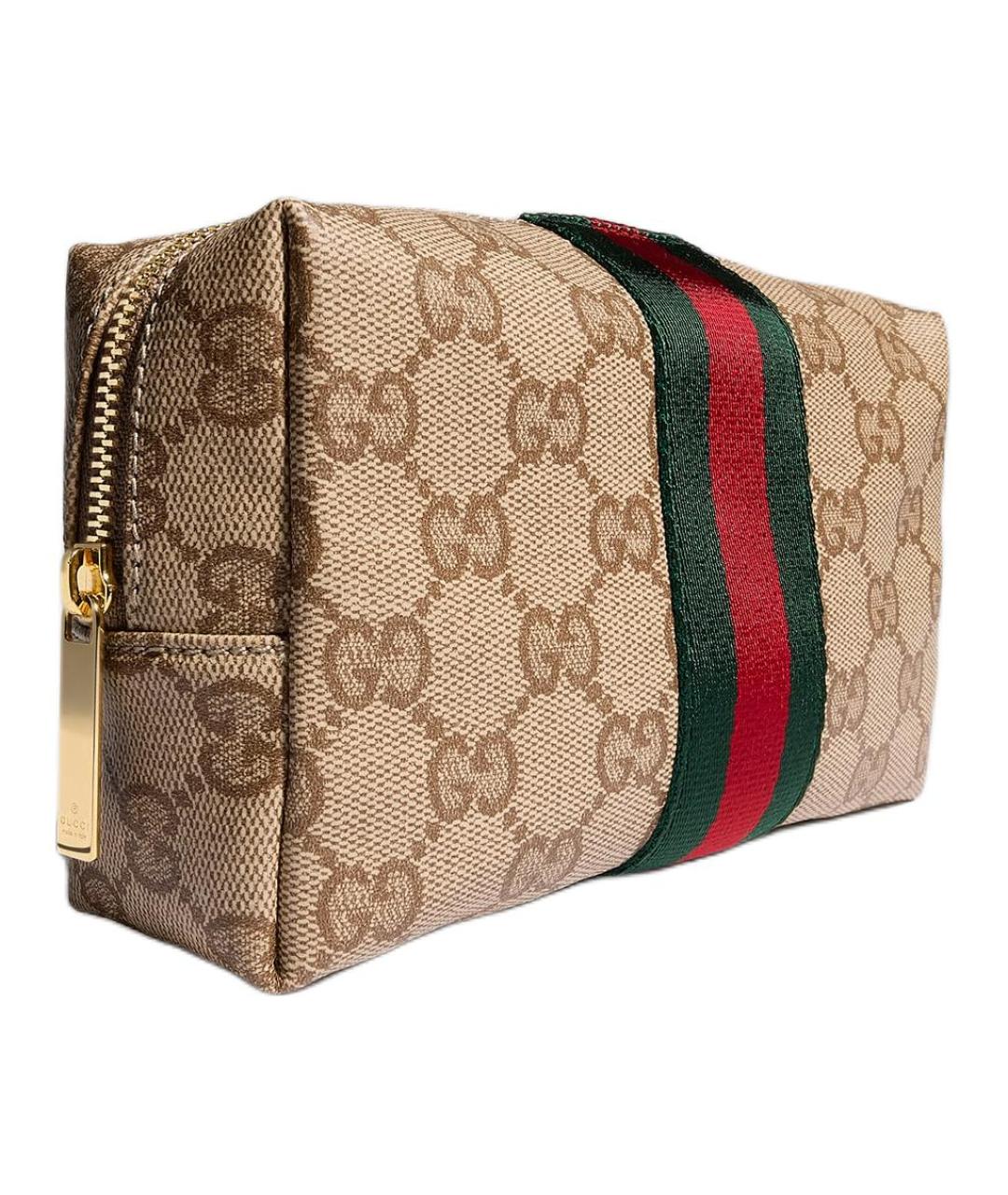 GUCCI Коричневая косметичка из канвы, фото 1