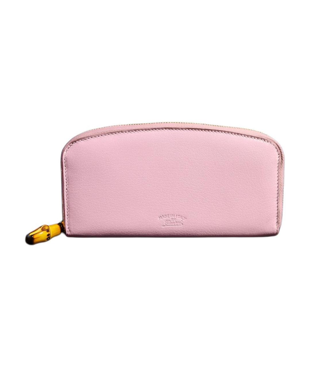 GUCCI Розовый кожаный кошелек, фото 1