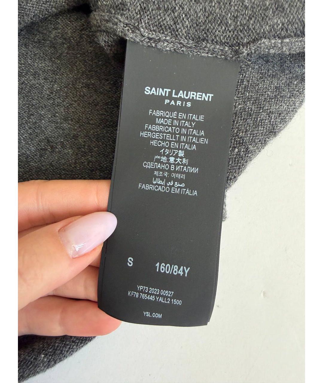 SAINT LAURENT Серая майка, фото 4