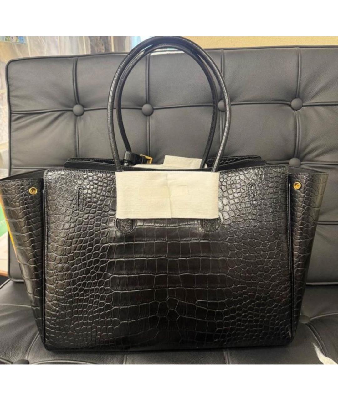 BALENCIAGA Черная кожаная сумка тоут, фото 2