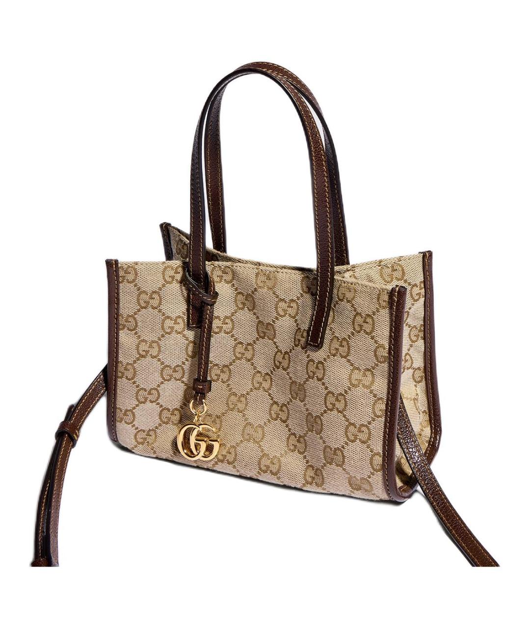 GUCCI Бежевая сумка через плечо из канвы, фото 2