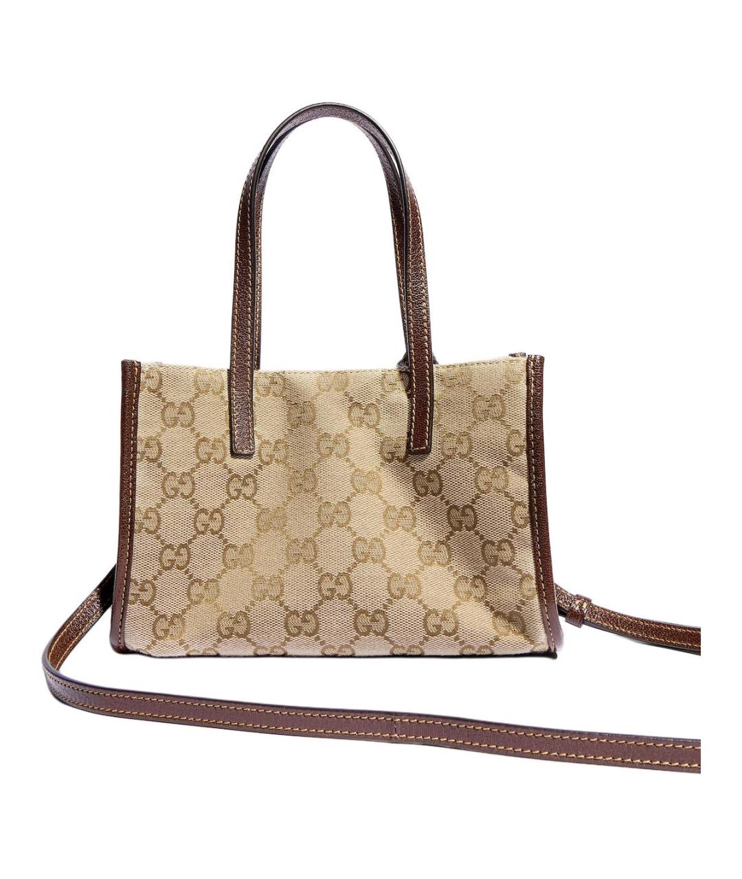 GUCCI Бежевая сумка через плечо из канвы, фото 4