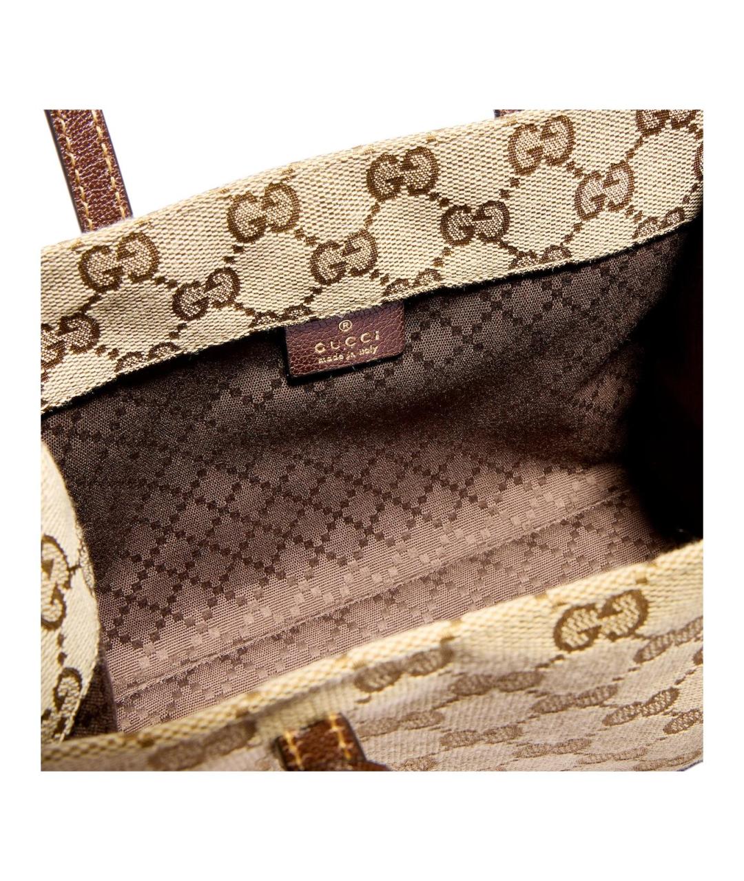 GUCCI Бежевая сумка через плечо из канвы, фото 5