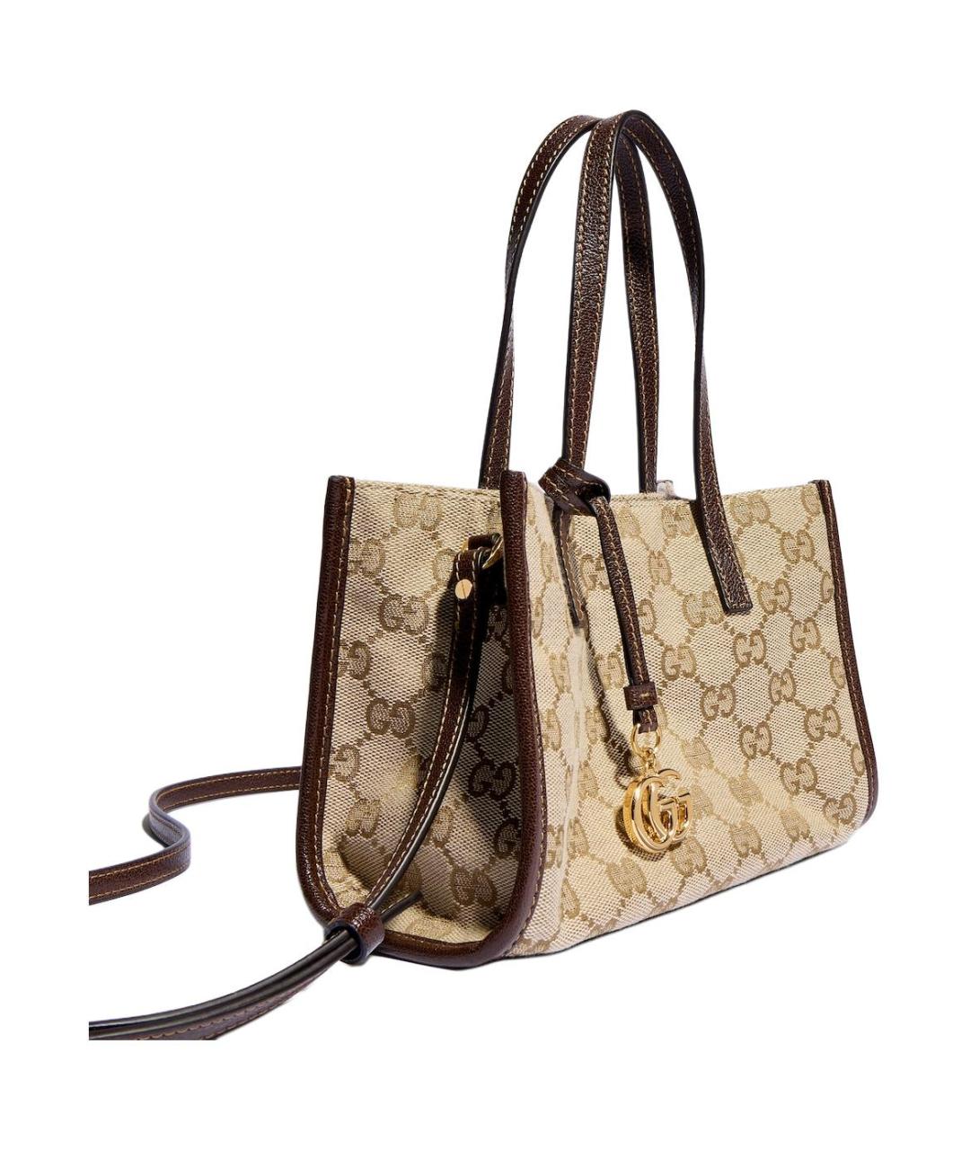 GUCCI Бежевая сумка через плечо из канвы, фото 3