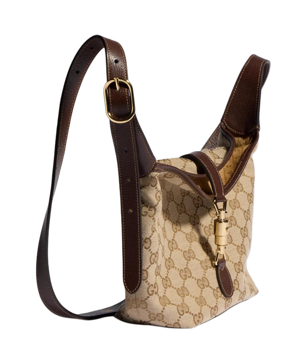GUCCI Бежевая сумка через плечо из канвы, фото 3