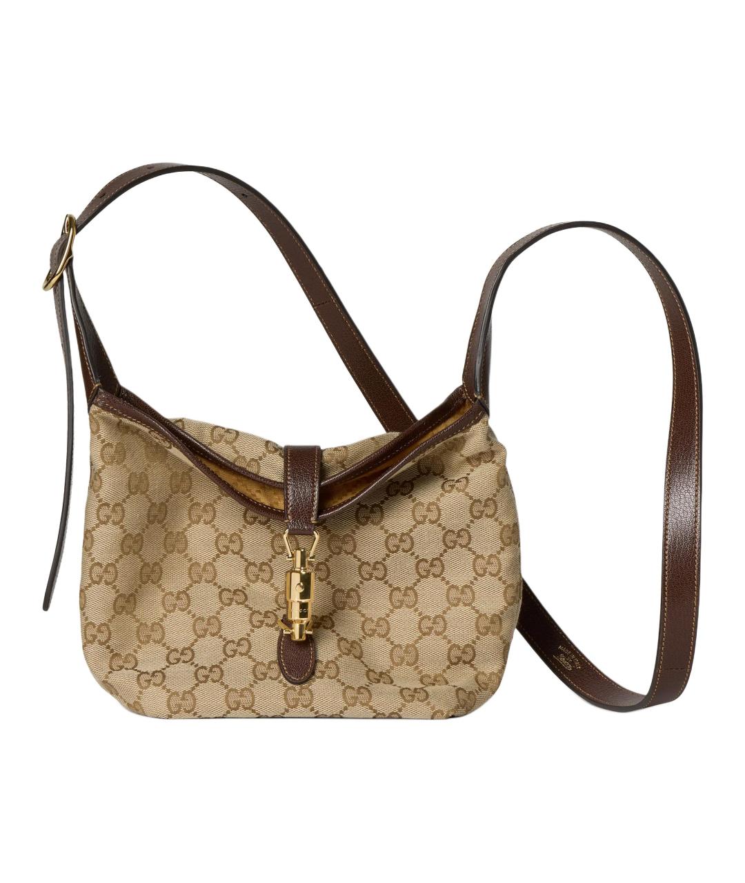 GUCCI Бежевая сумка через плечо из канвы, фото 2