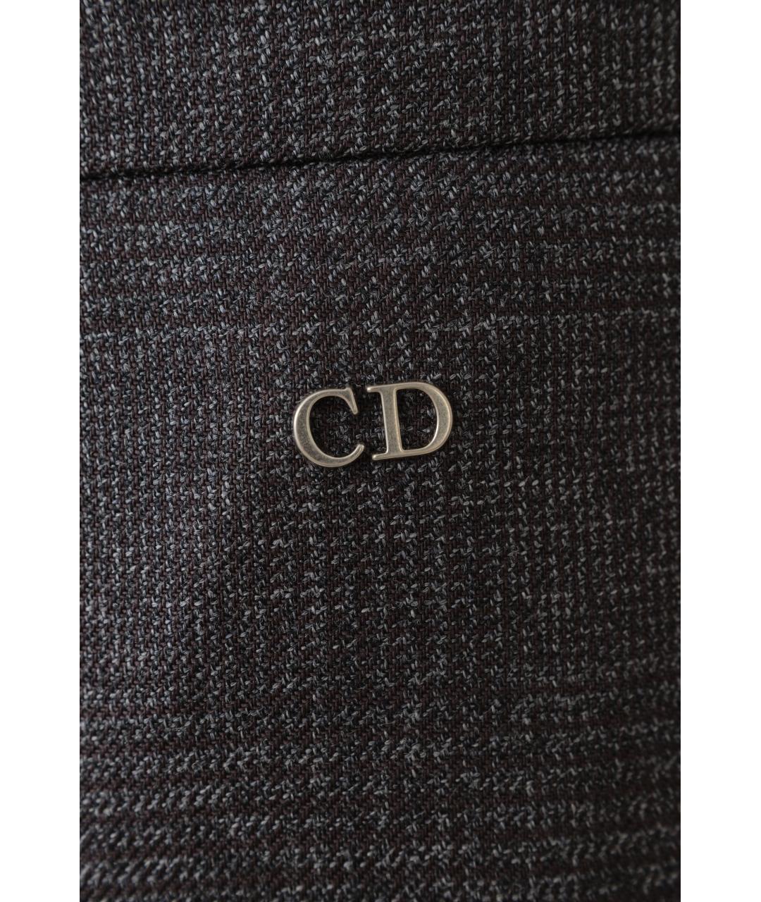 CHRISTIAN DIOR Серые шерстяные прямые брюки, фото 6