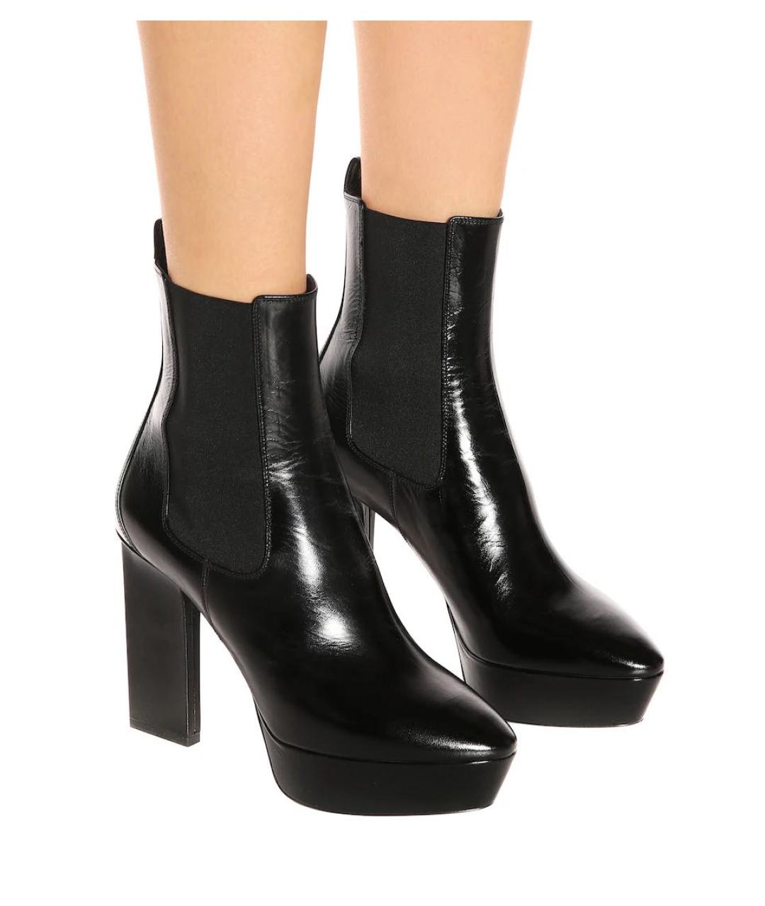 SAINT LAURENT Черные ботильоны из лакированной кожи, фото 5