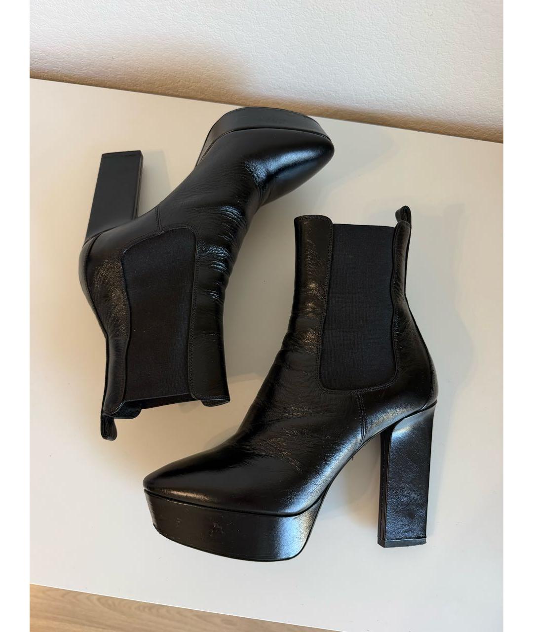 SAINT LAURENT Черные ботильоны из лакированной кожи, фото 6