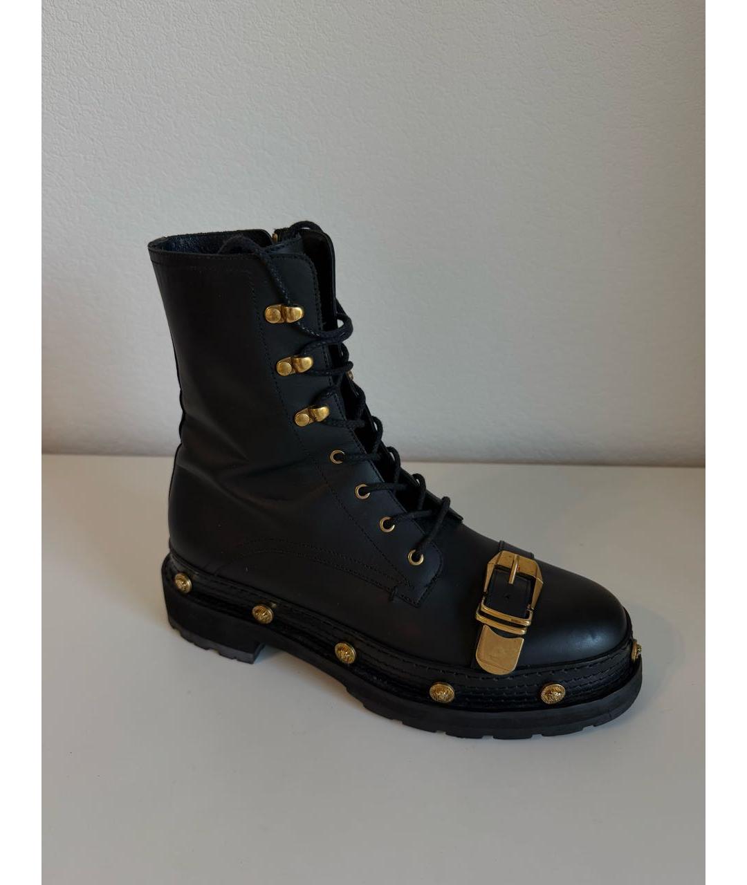 VERSACE Черные кожаные ботинки, фото 9
