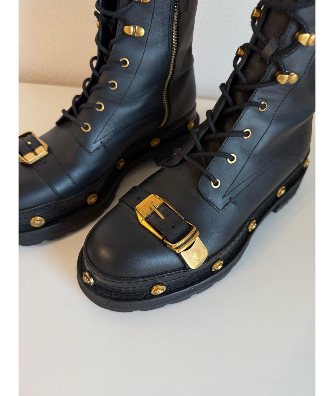VERSACE Черные кожаные ботинки, фото 6