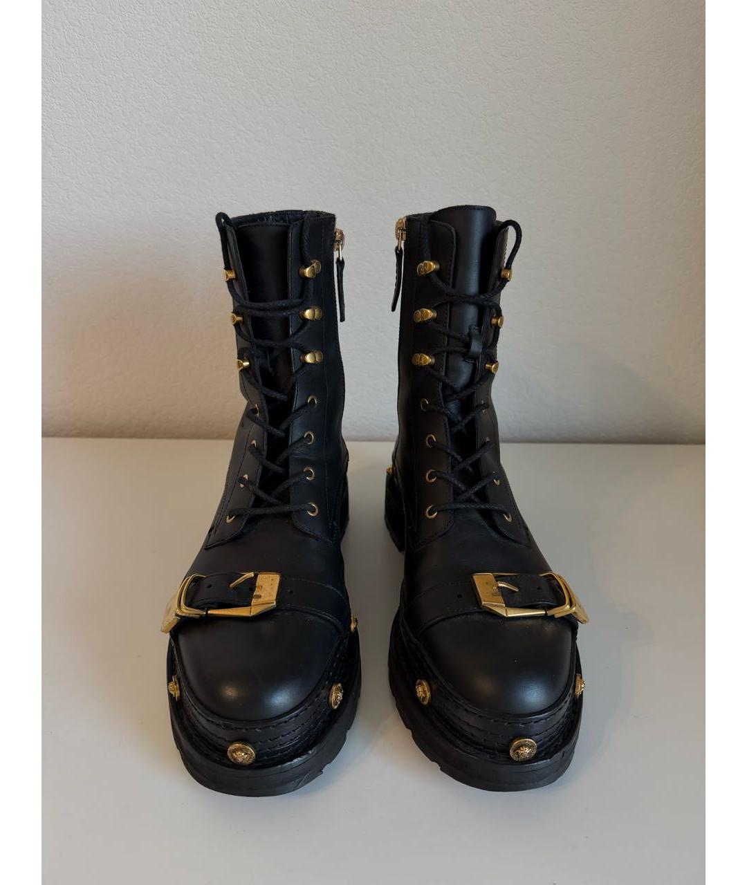 VERSACE Черные кожаные ботинки, фото 3